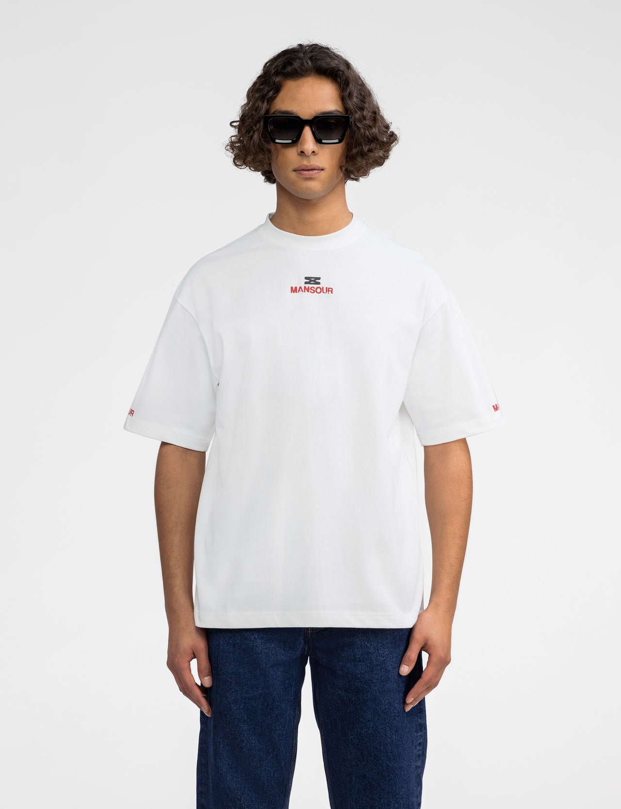 Hourglass track t-shirt red white