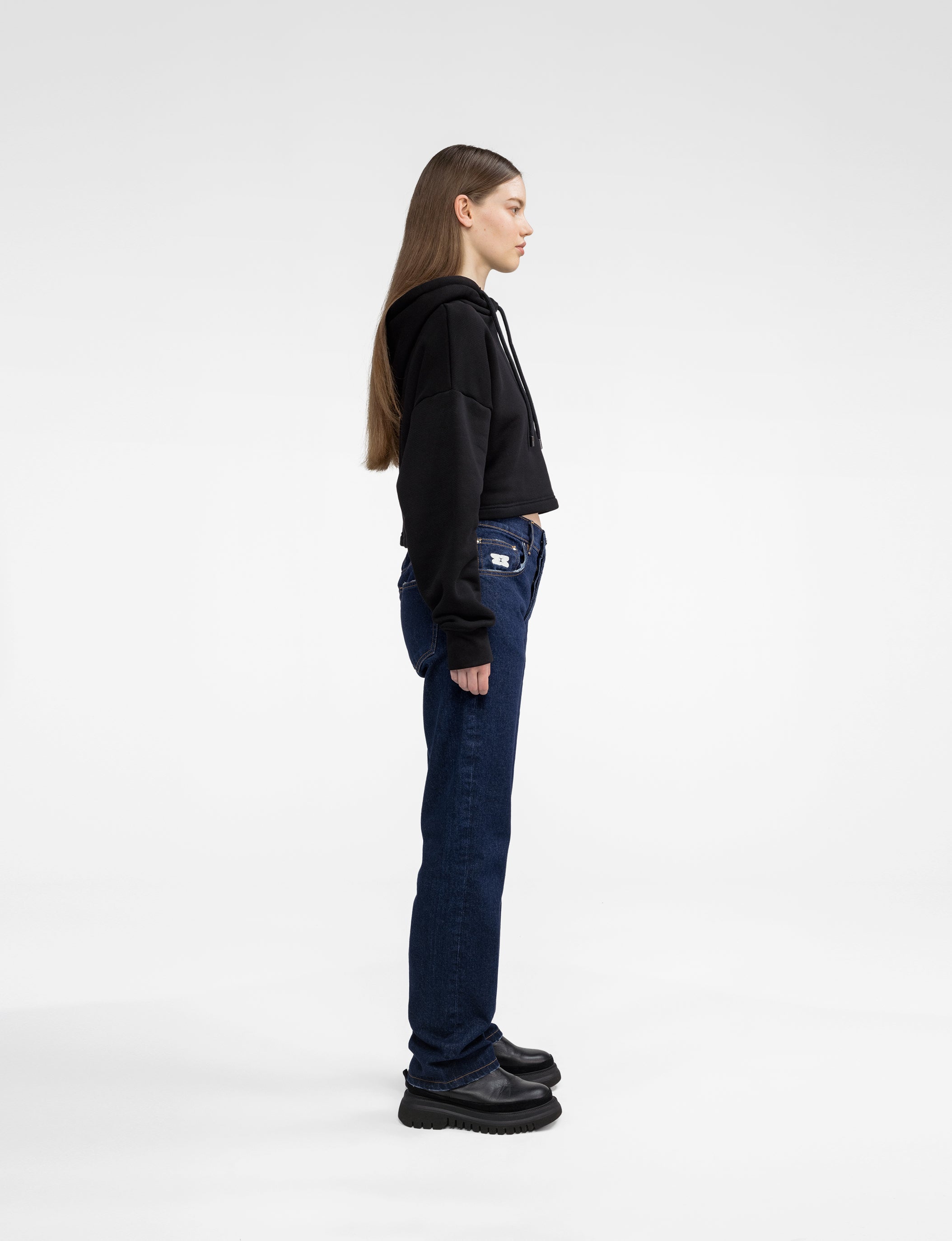 Logo hoodie cropped black