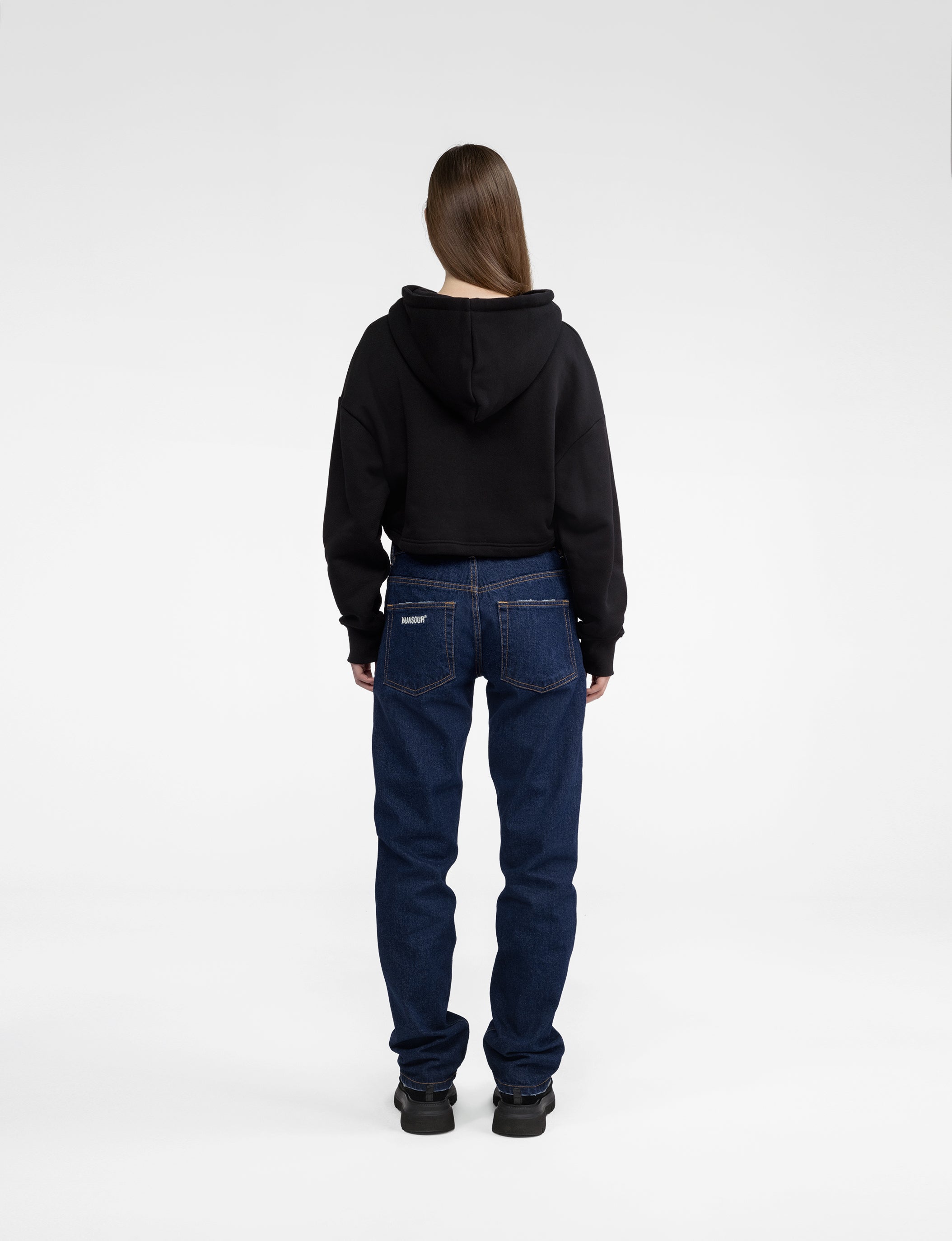 Logo hoodie cropped black