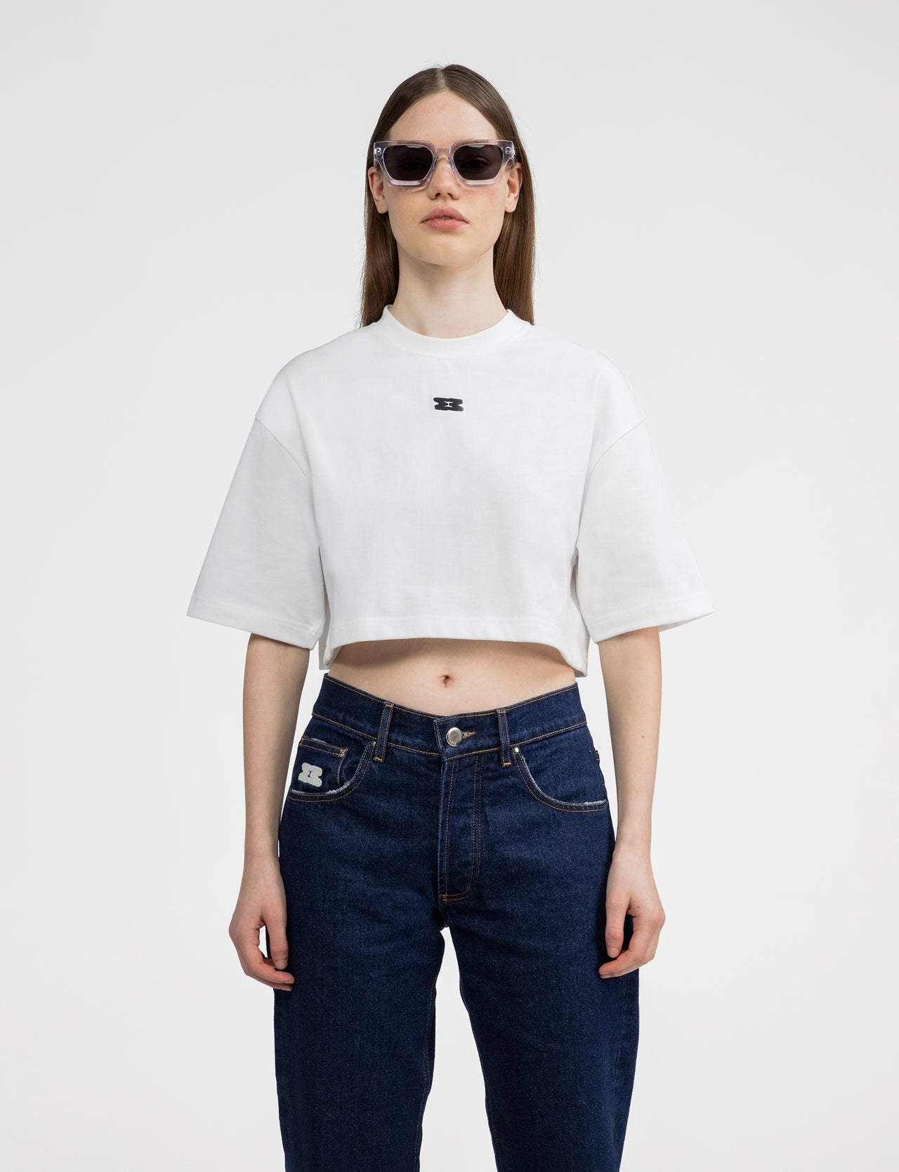 Hourglass t-shirt cropped white