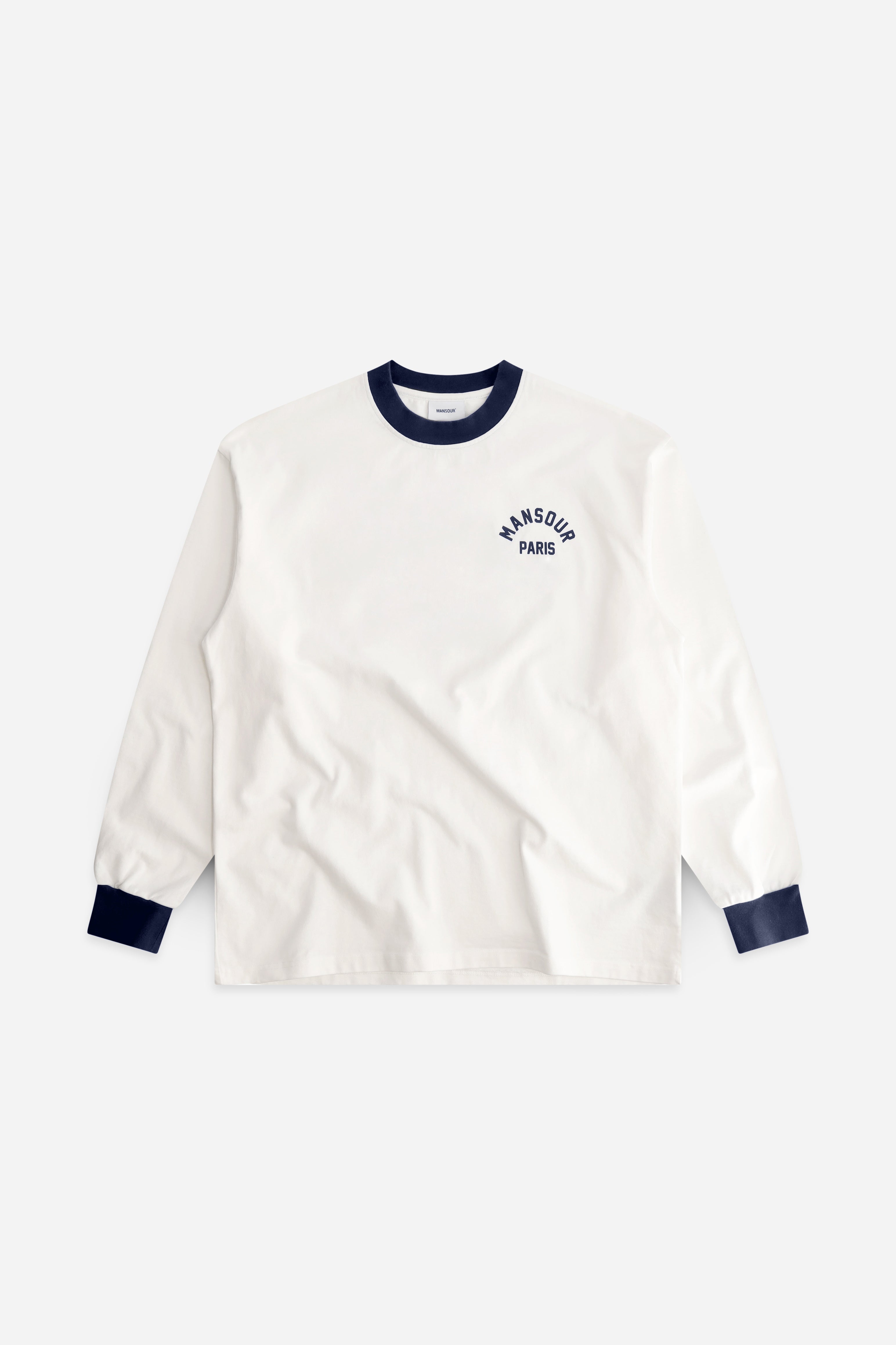 Arch Felt Longsleeve White Navy – MANSOUR