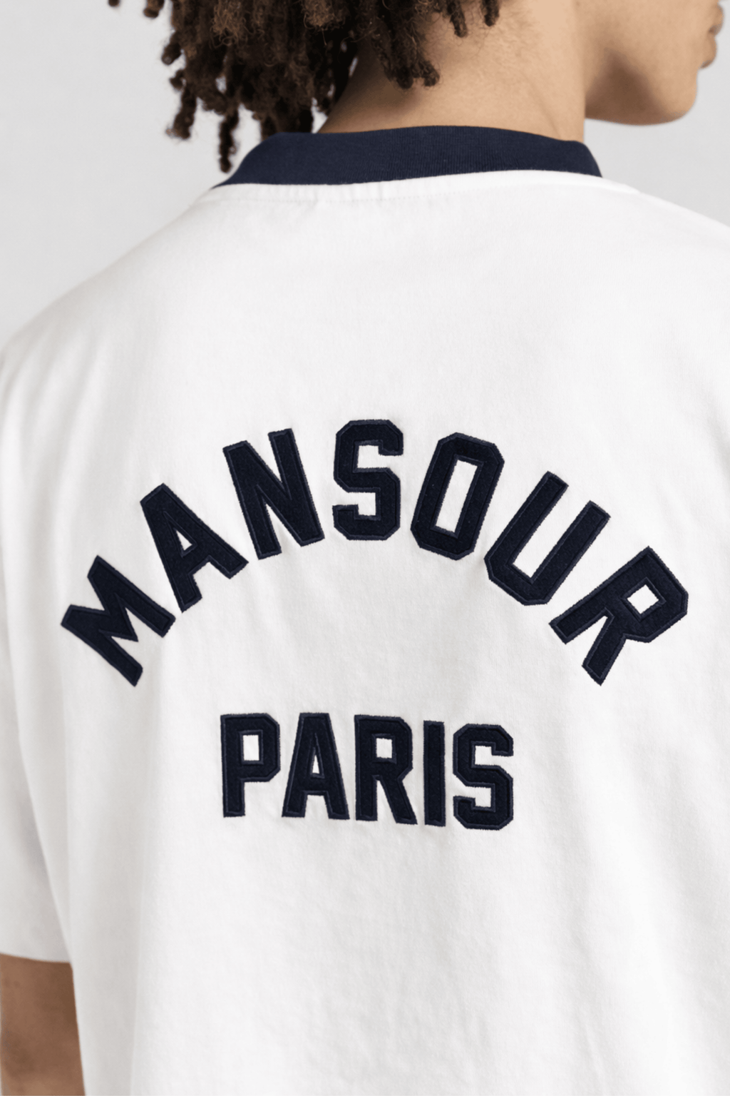 T-shirt en feutre vintage blanc marine