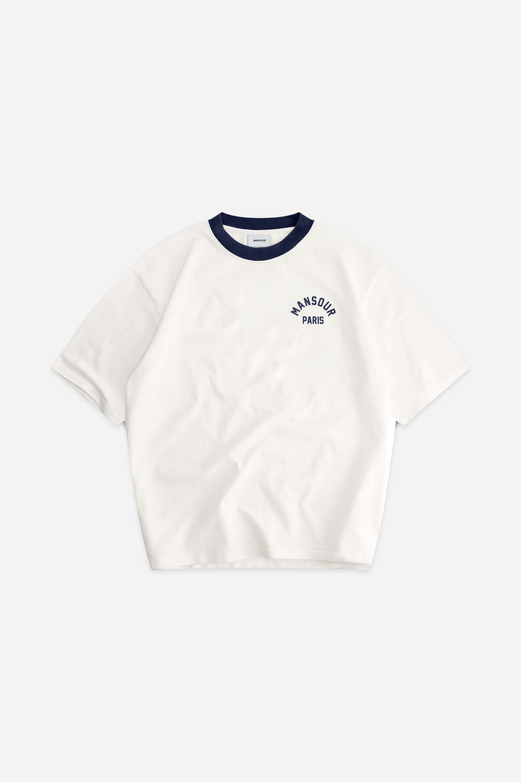 T-shirt en feutre vintage blanc marine