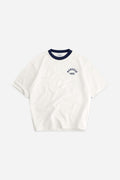 T-shirt en feutre vintage blanc marine