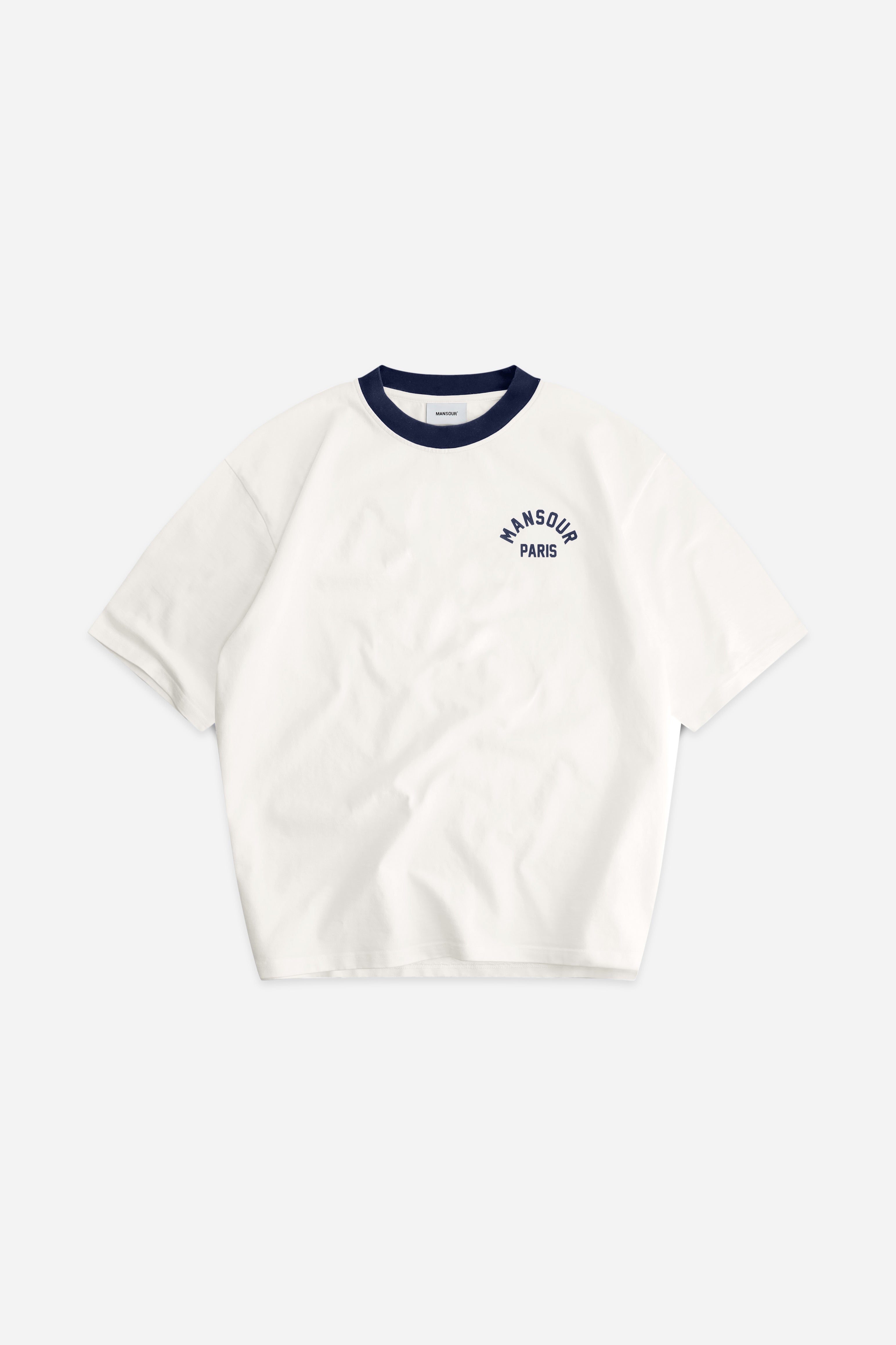 T-shirt en feutre vintage blanc marine