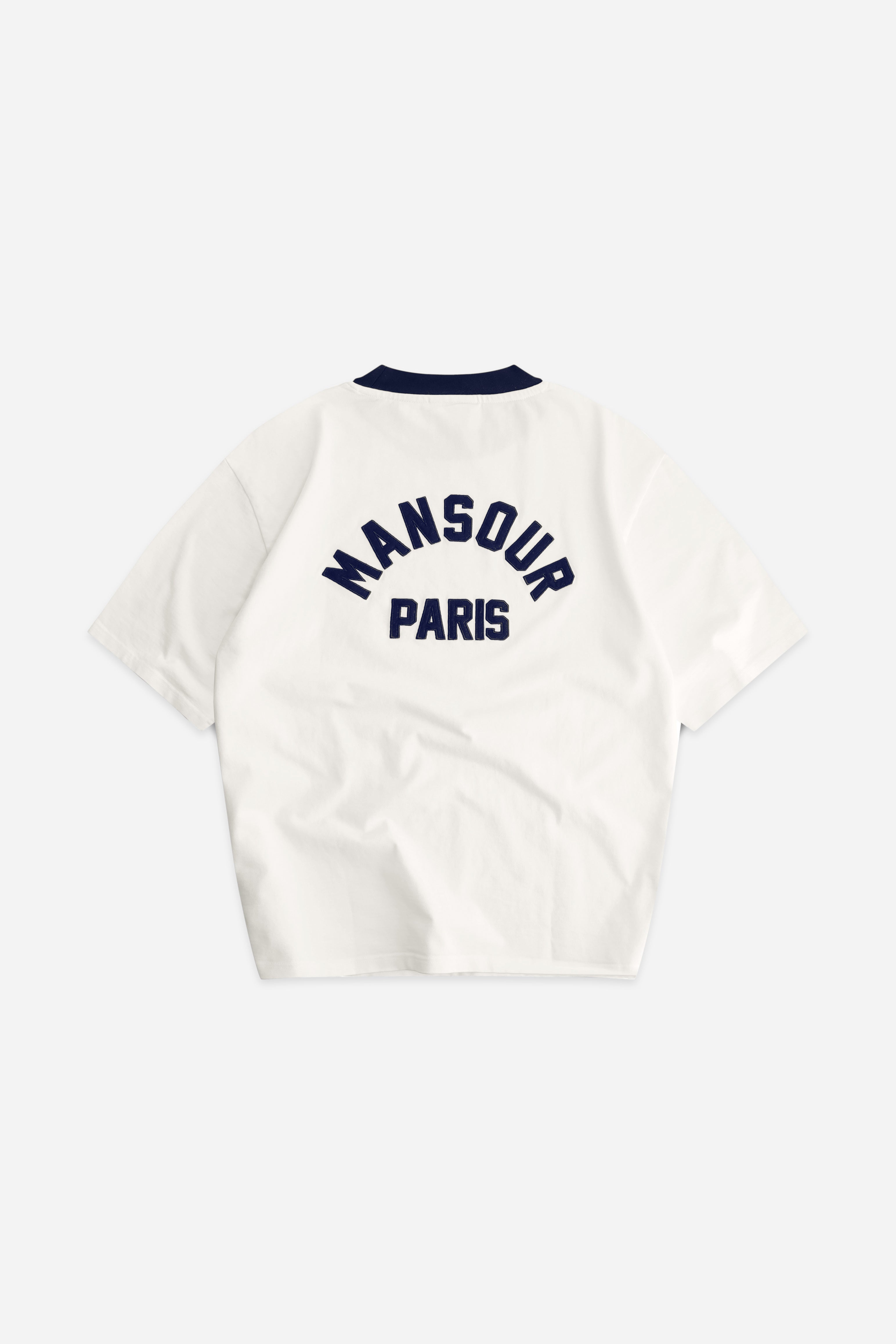 T-shirt en feutre vintage blanc marine