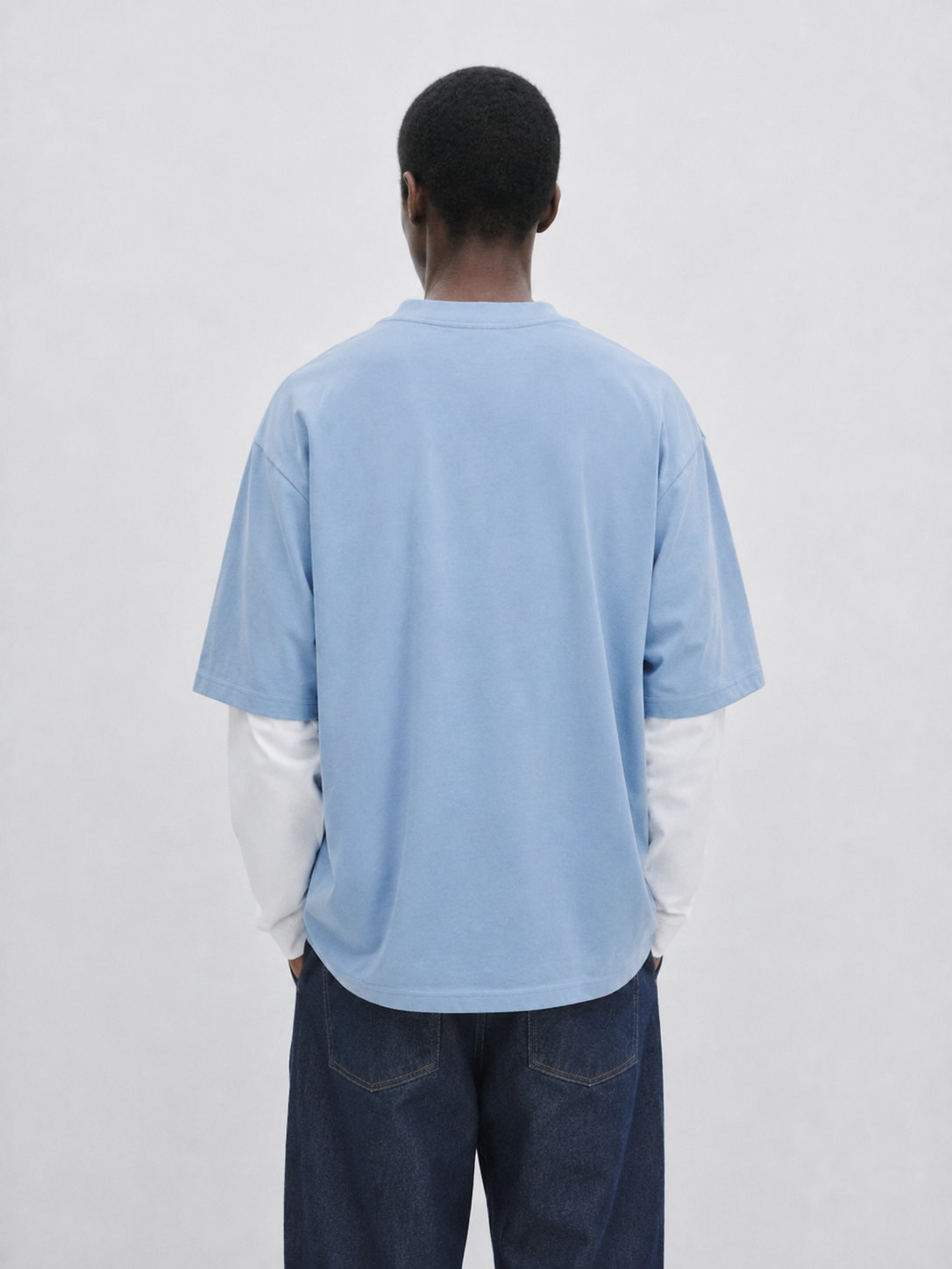 Boxy Core Longsleeve Dusty Blue back 2