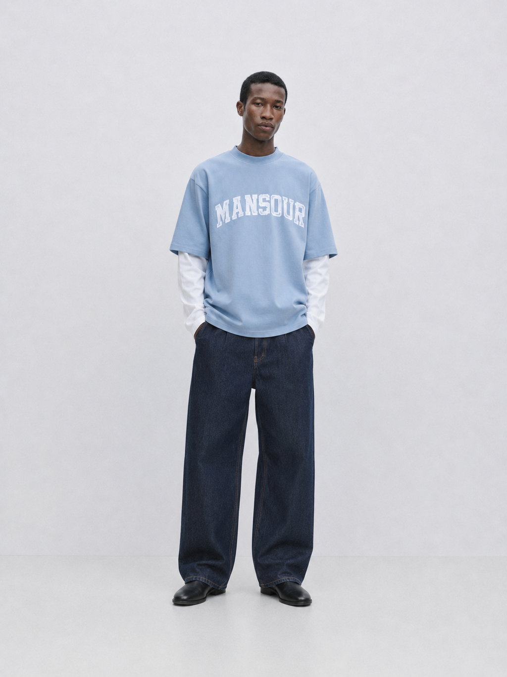 Boxy Core Longsleeve Dusty Blue full body