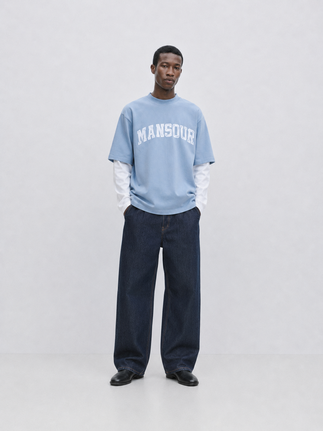 Boxy Core Longsleeve Dusty Blue full body