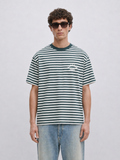 Paris College Striped T-shirt Vintage Green