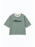 Striped Script T-shirt Green