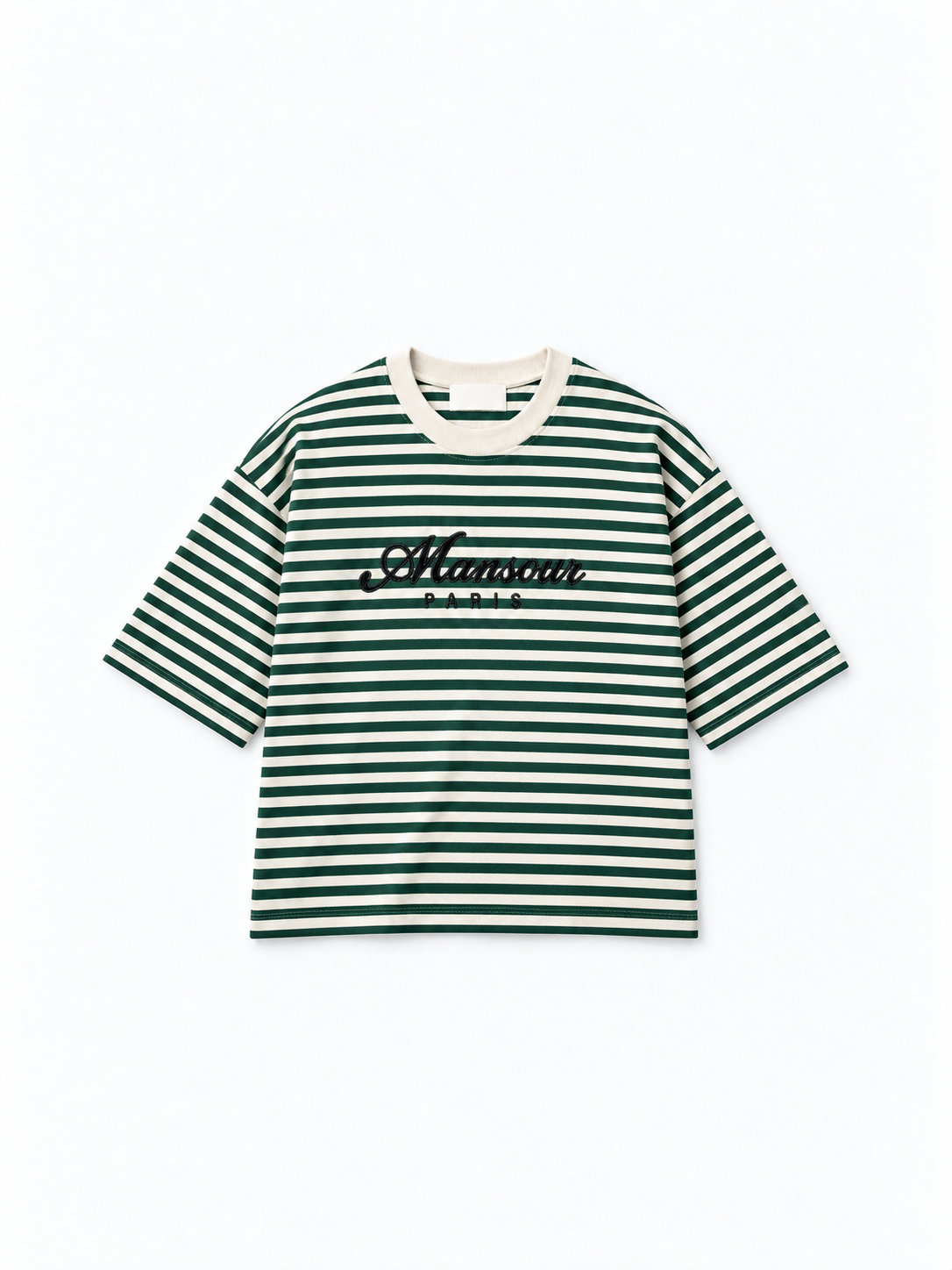 Striped Script T-shirt Green
