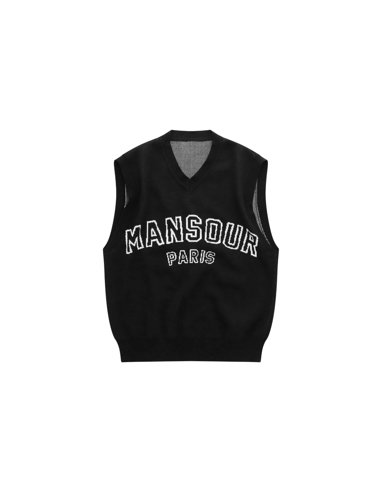 Jacquard Varsity Knitwear Vest Black