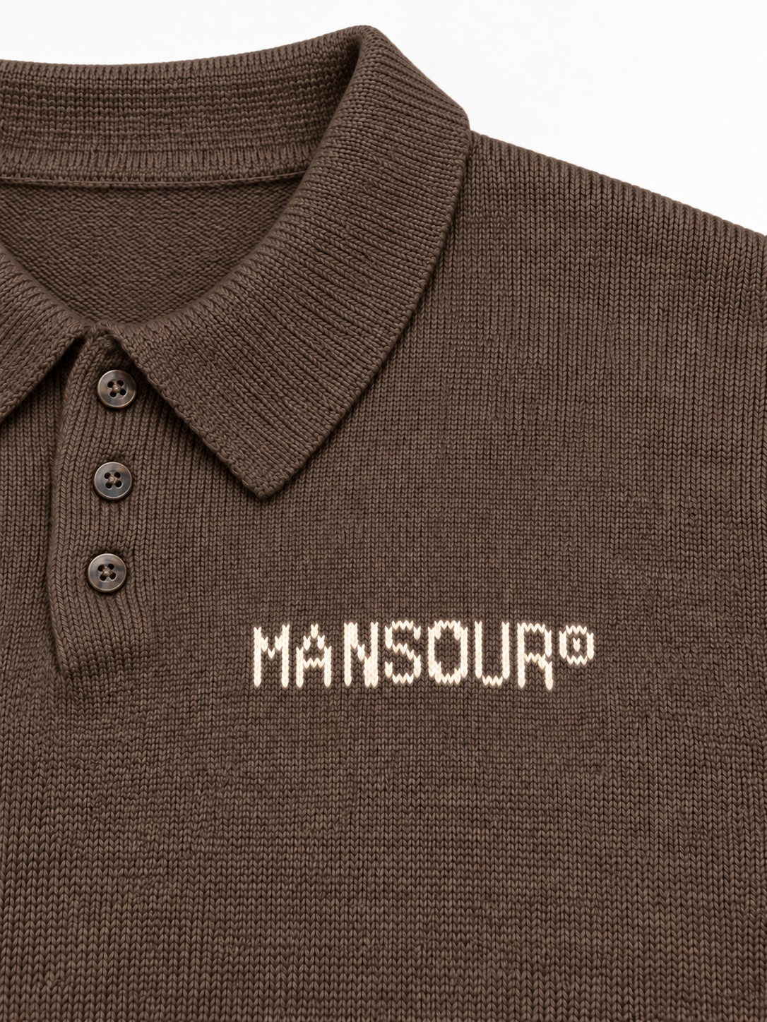 Knitted Longsleeve Polo Brown detail
