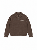 Knitted Longsleeve Polo Brown front