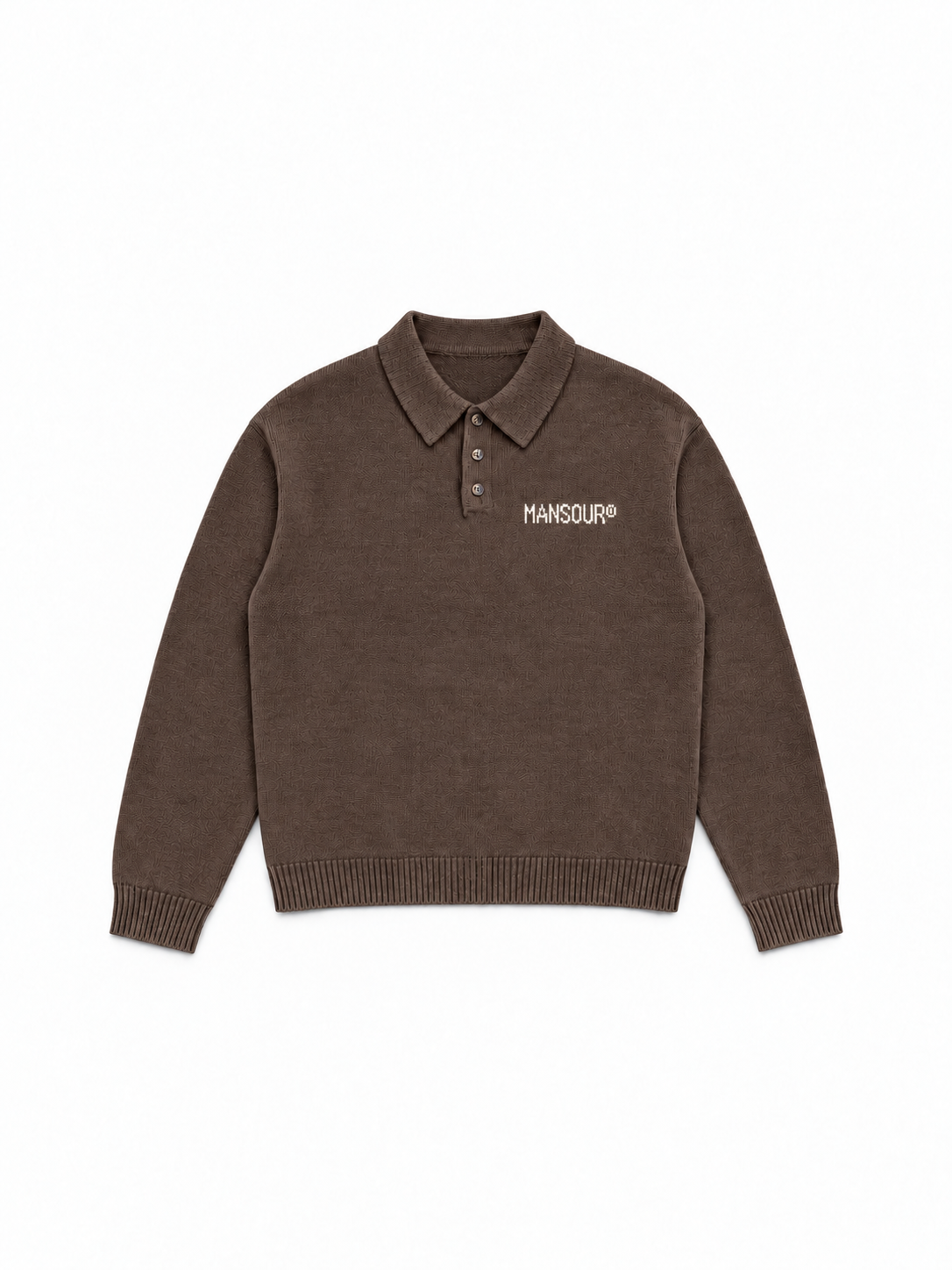 Knitted Longsleeve Polo Brown front