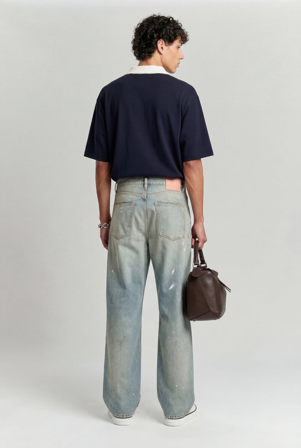 Jacquard Knitted Polo Navy