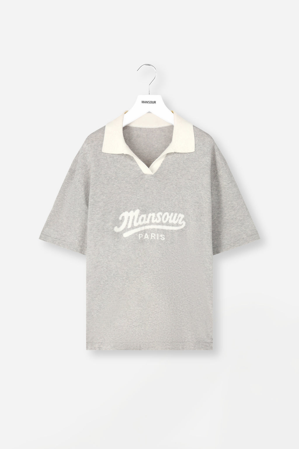 Jacquard Knitted Polo Grey