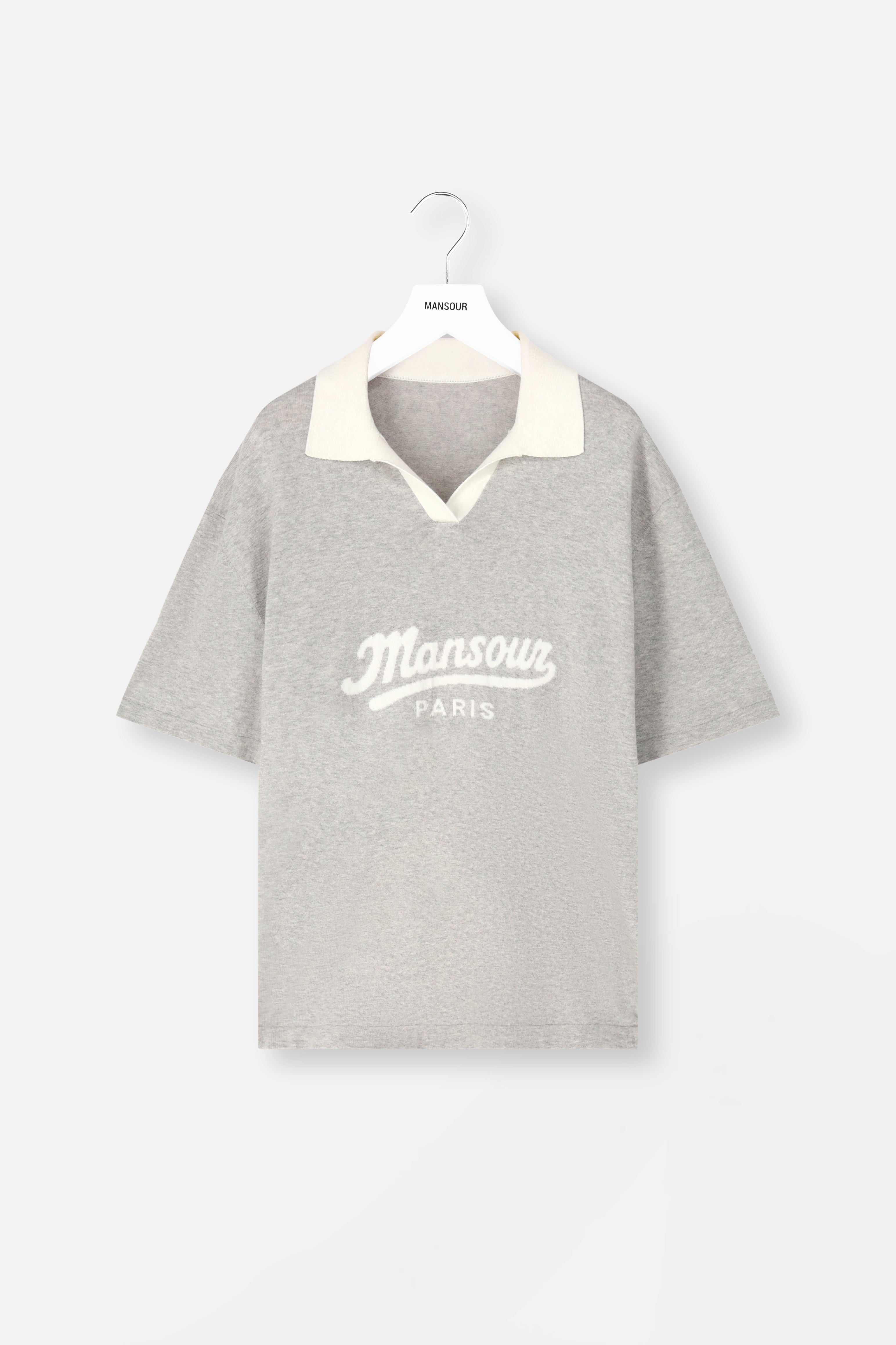 Jacquard Knitted Polo Grey