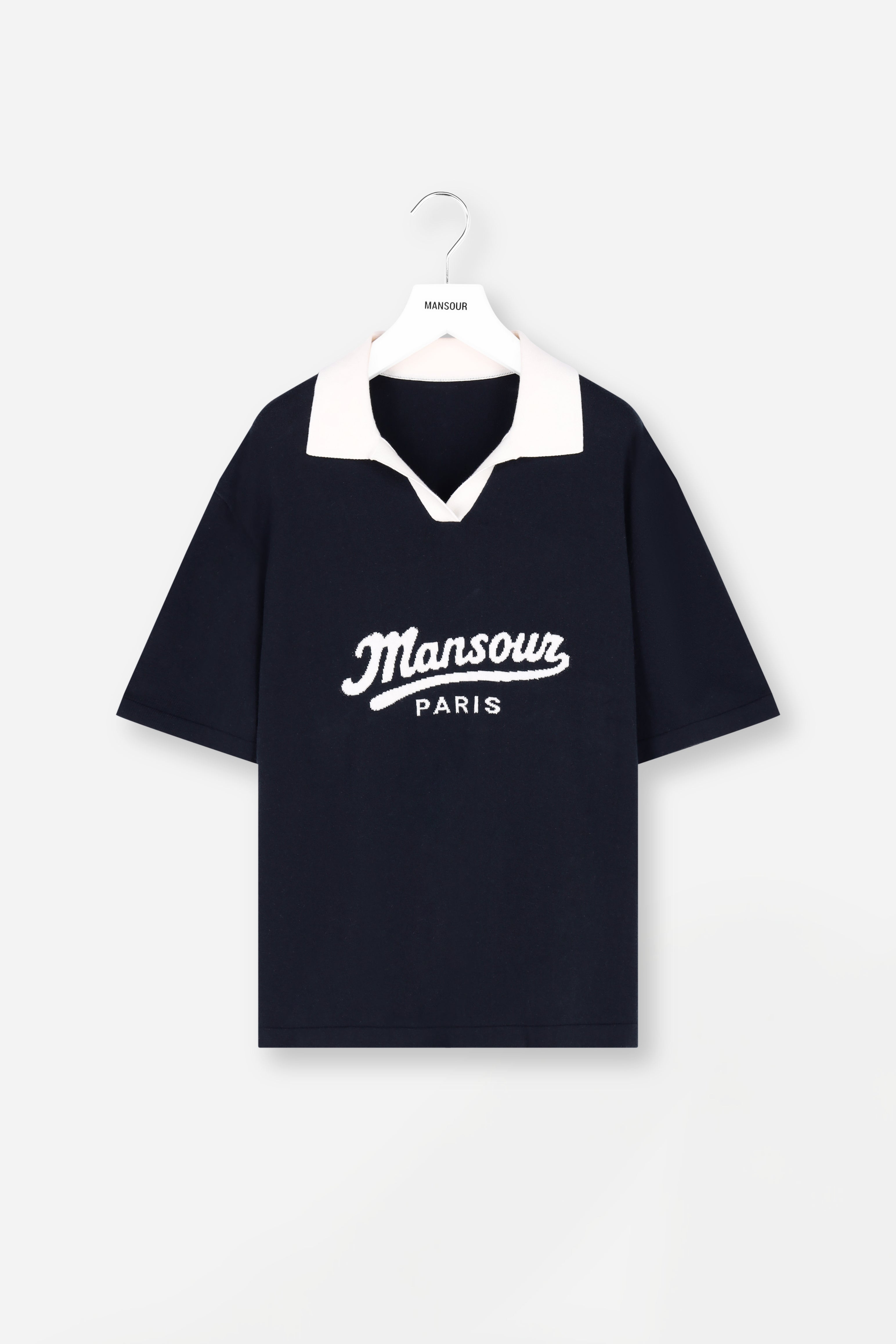 Jacquard Knitted Polo Navy