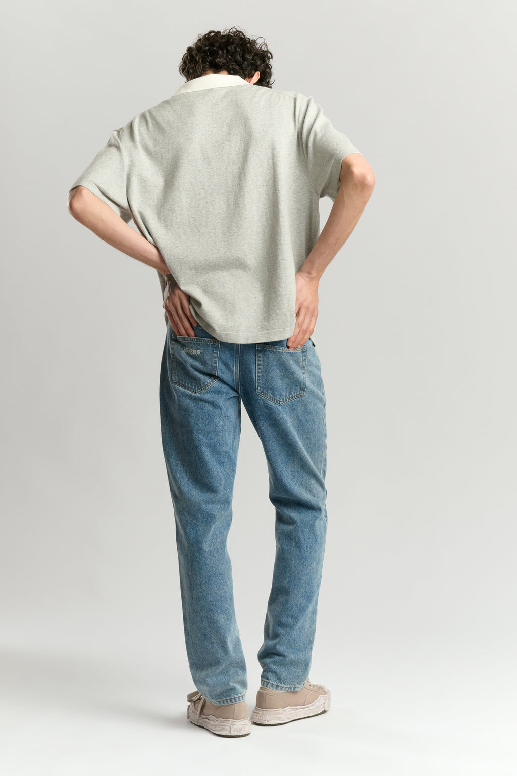 Jacquard Knitted Polo Grey