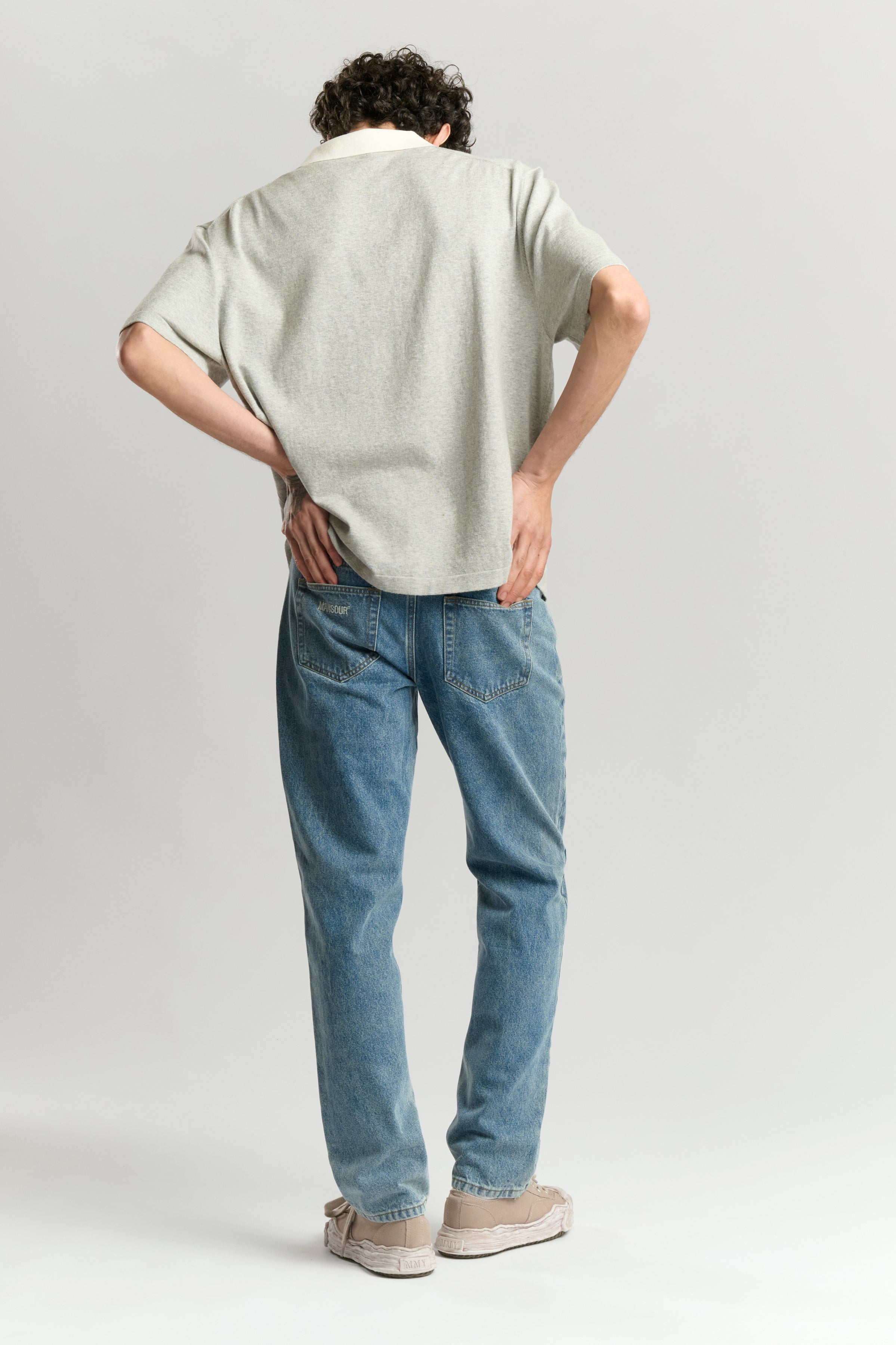 Jacquard Knitted Polo Grey