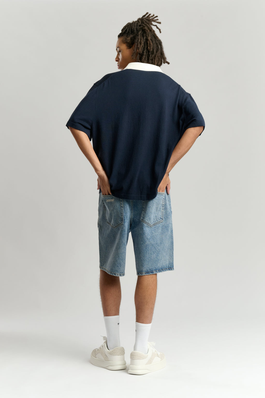 Jacquard Knitted Polo Navy