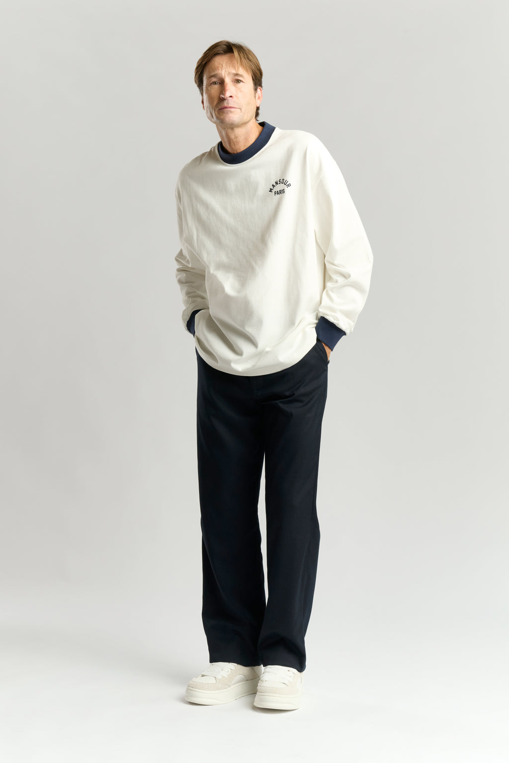 Arch Felt Longsleeve White Navy