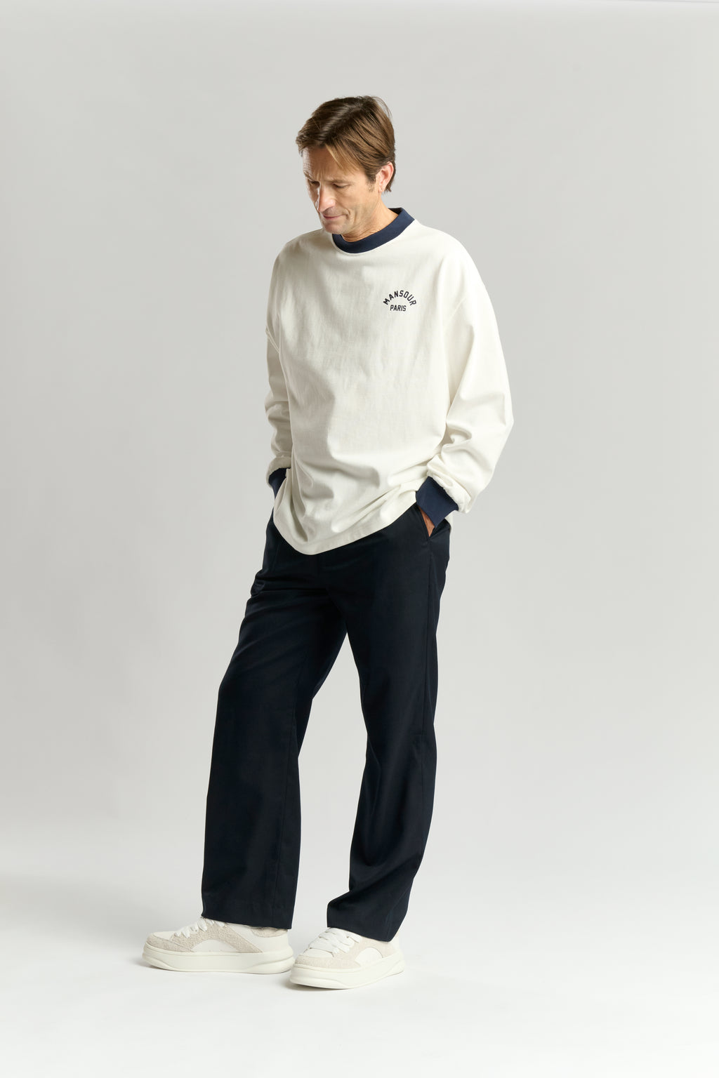 Arch Felt Longsleeve White Navy