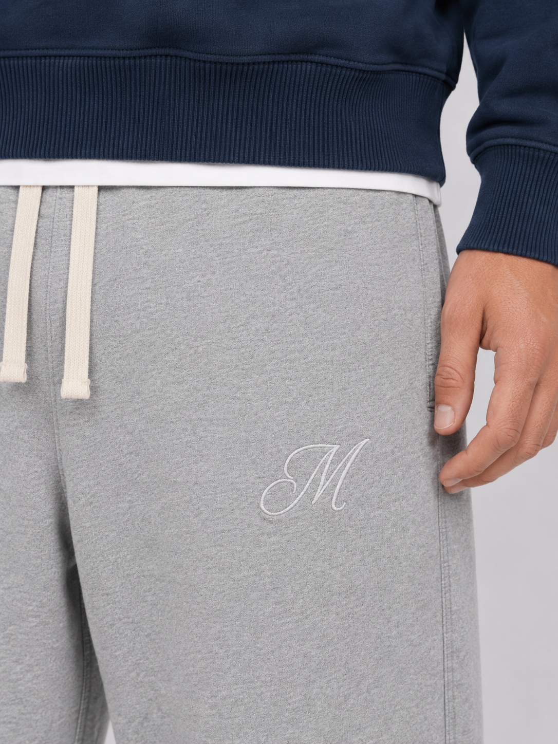 M Script Lounge Pants Heather Grey detail