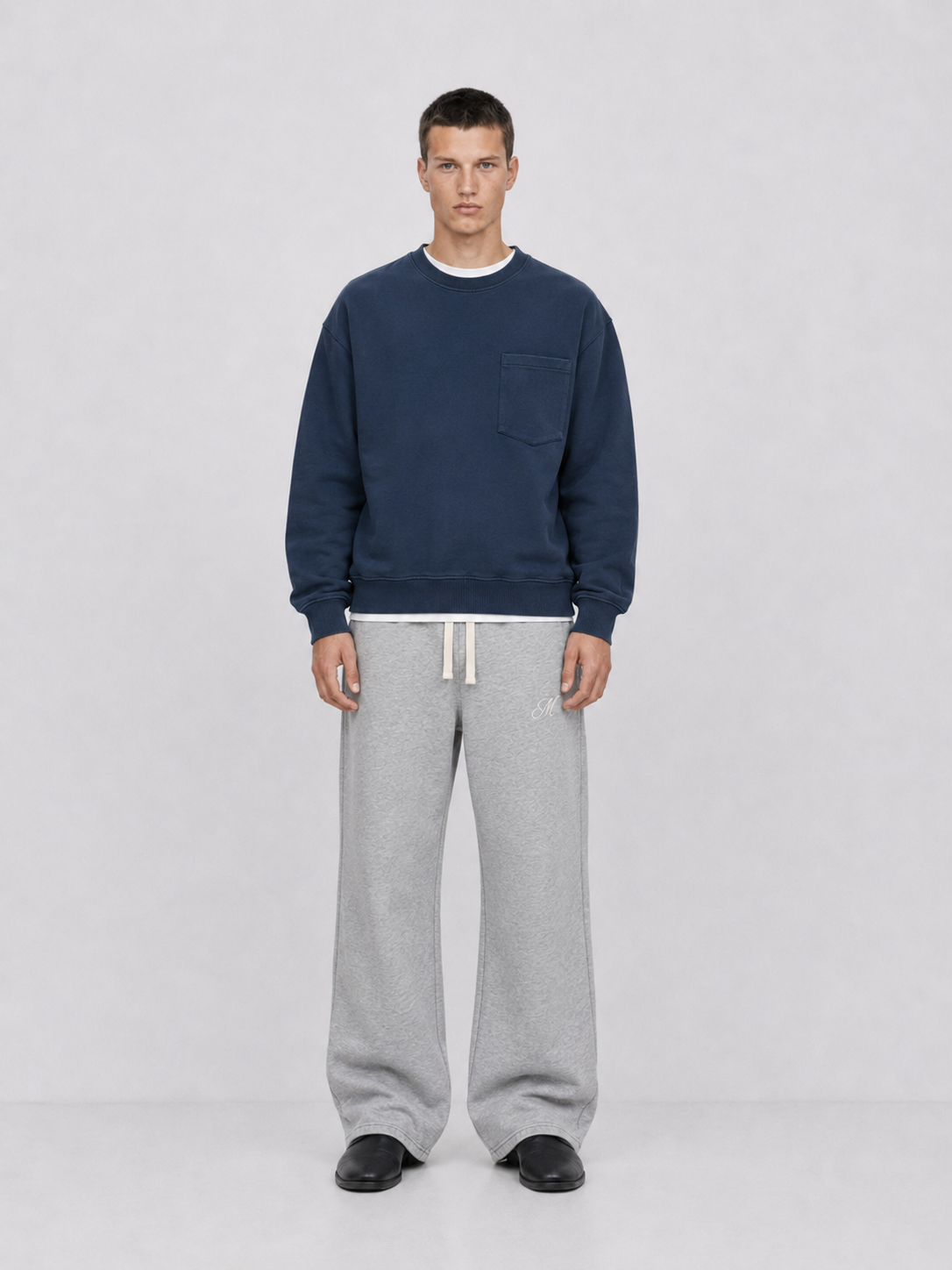 M Script Lounge Pants Heather Grey full body