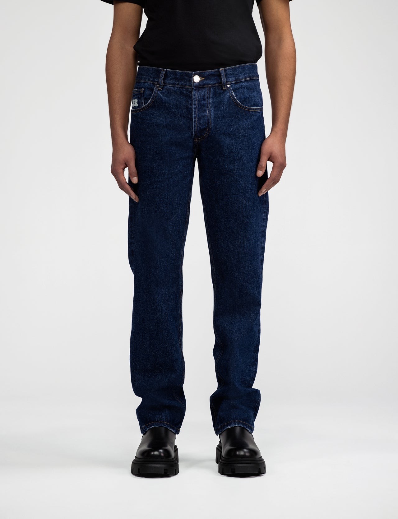 Jeans met rechte pasvorm donkerblauw