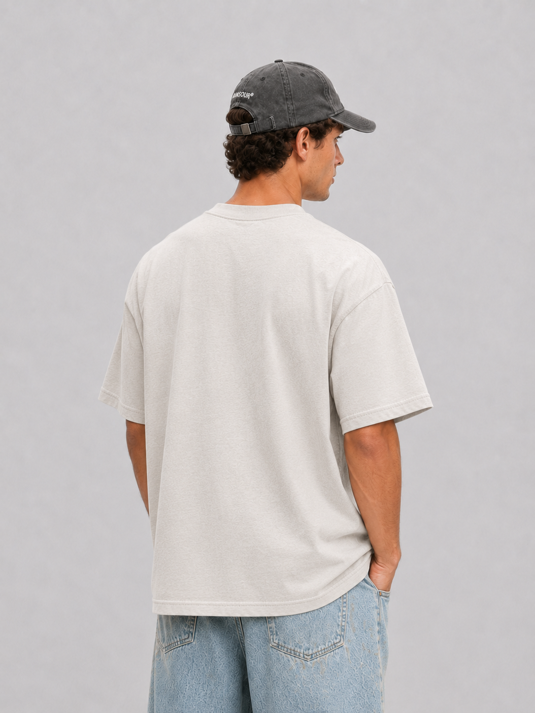 Mansour Club Faded Cream T-shirt detail  back