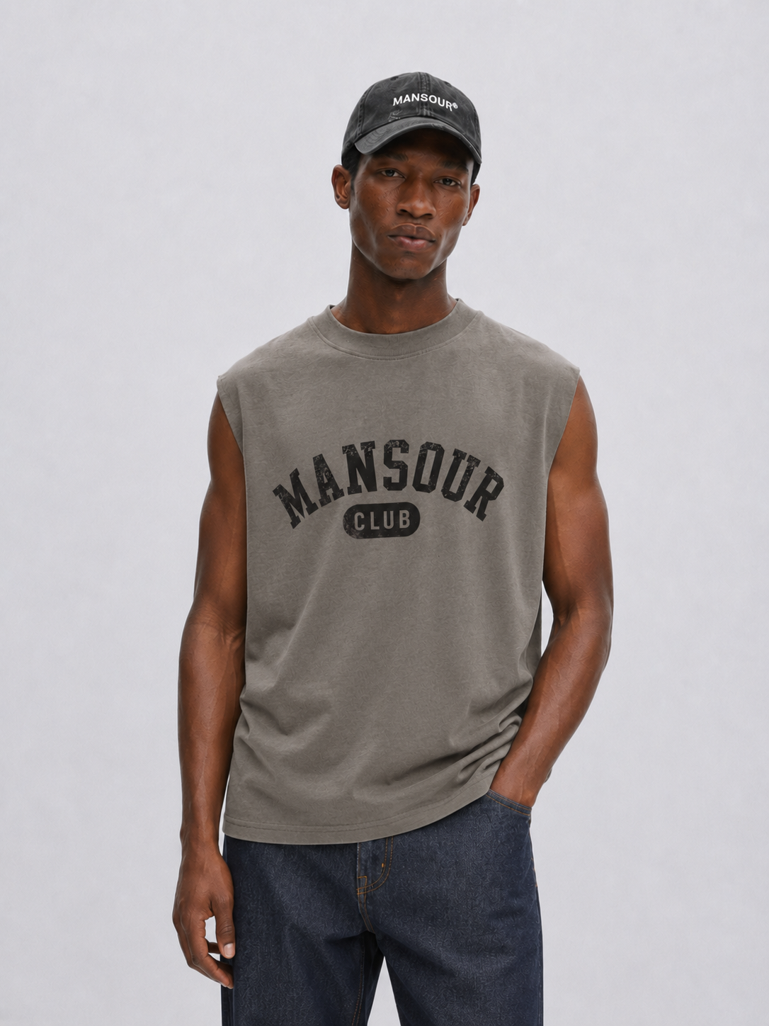 Mansour Club Faded Taupe Sleeveless T-shirt