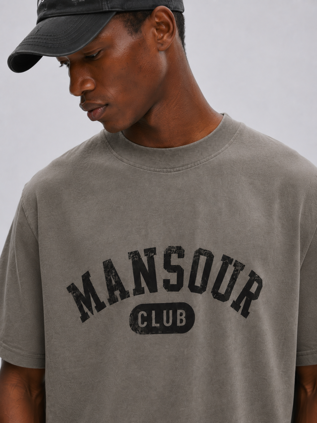 Mansour Club Faded Taupe T-shirt Detail