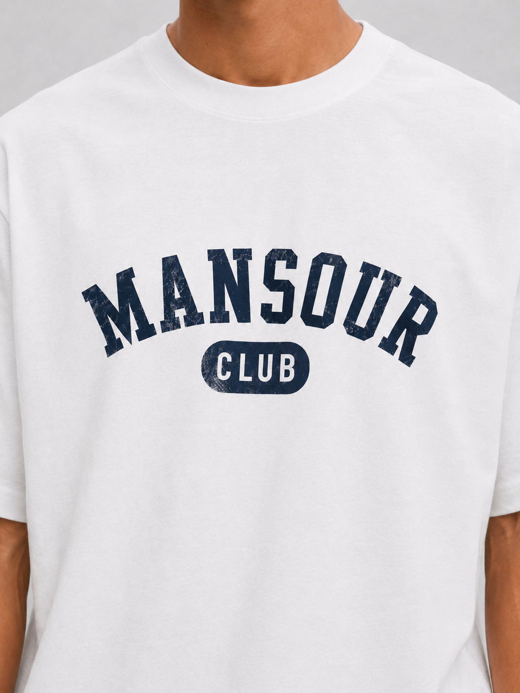 Mansour Club Faded White T-shirt detail