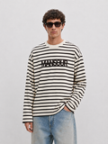 Oversized Boxy Longsleeve — Striped Monogram Logo