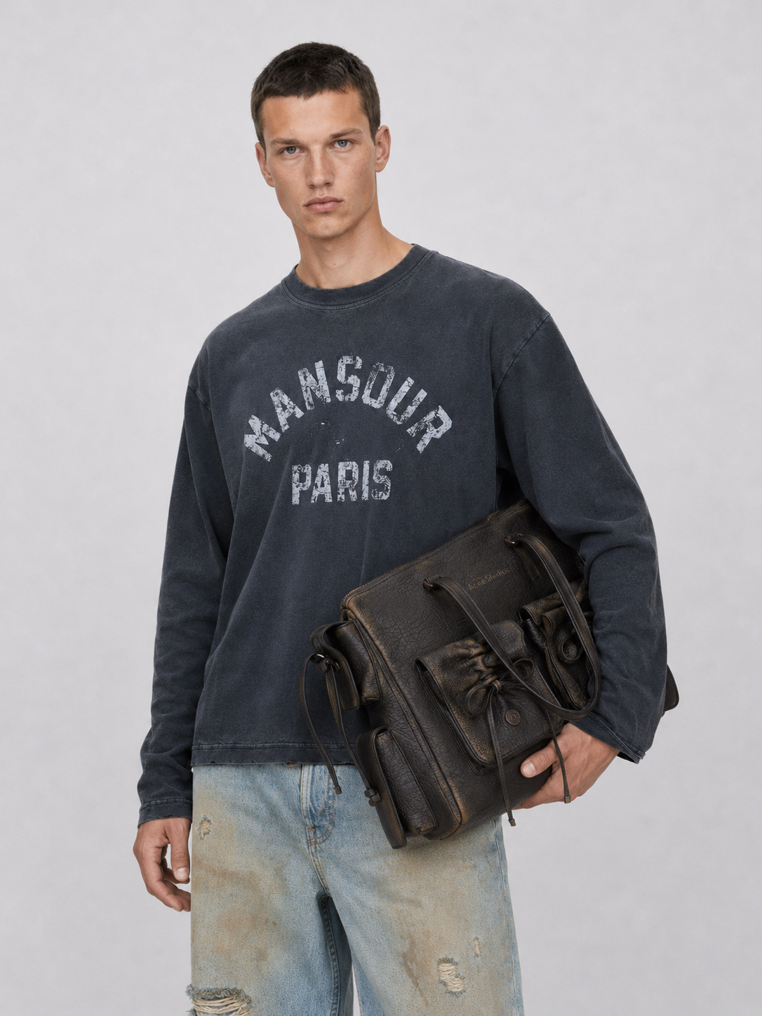 Paris College Destroyed Longsleeve Vintage Black