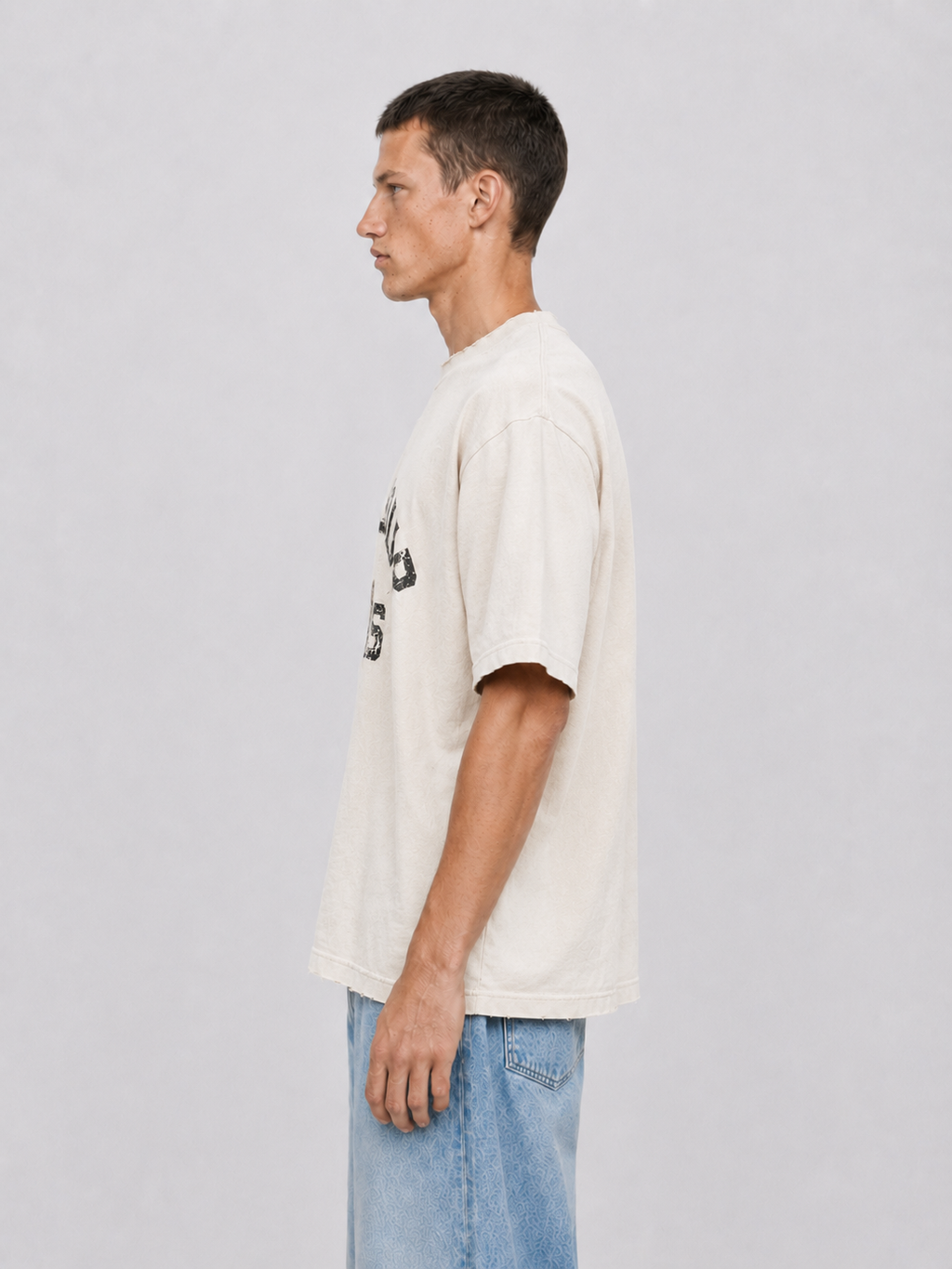 Paris College Destroyed T-shirt Vintage Beige 3