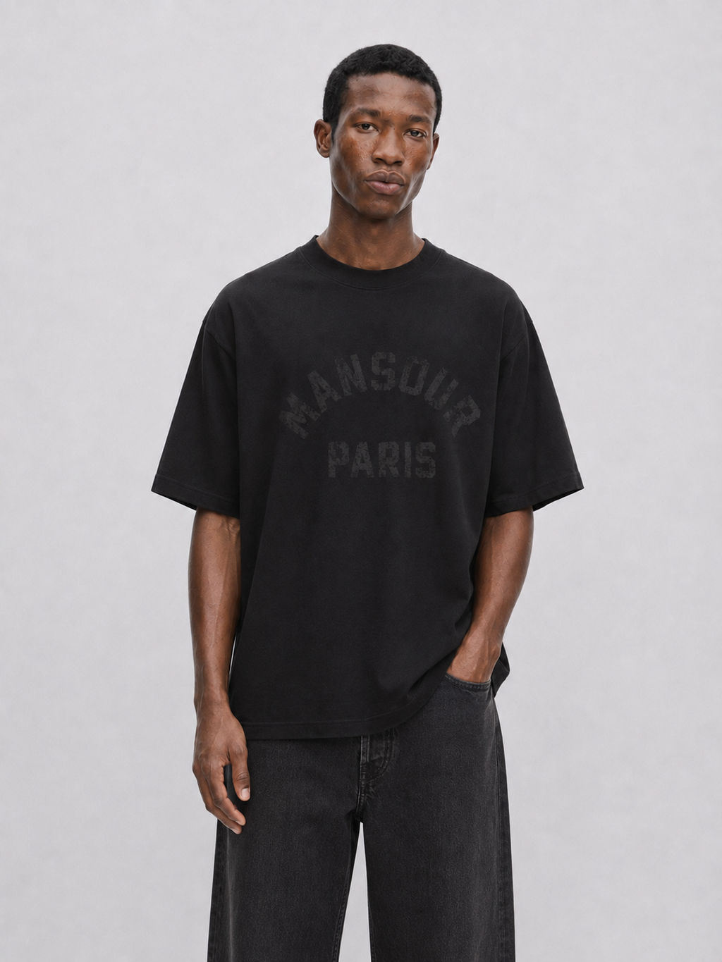 Paris College Destroyed T-shirt Vintage Black