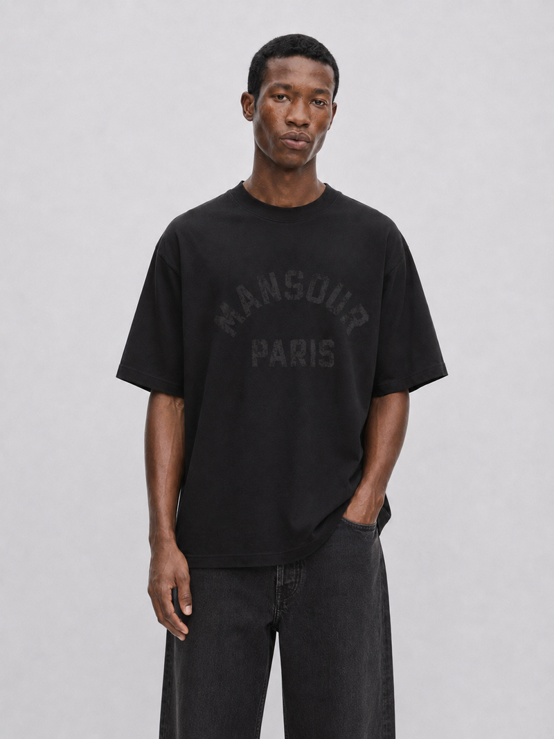 Paris College Destroyed T-shirt Vintage Black