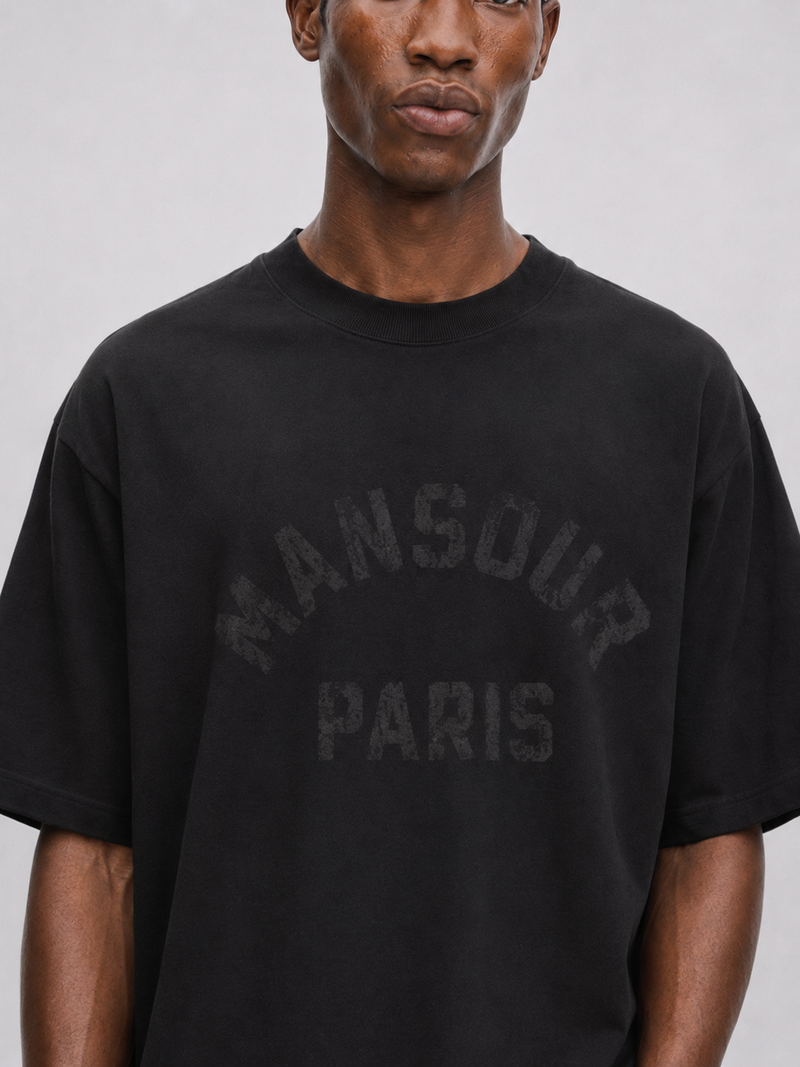 Paris College Destroyed T-shirt Vintage Black 2