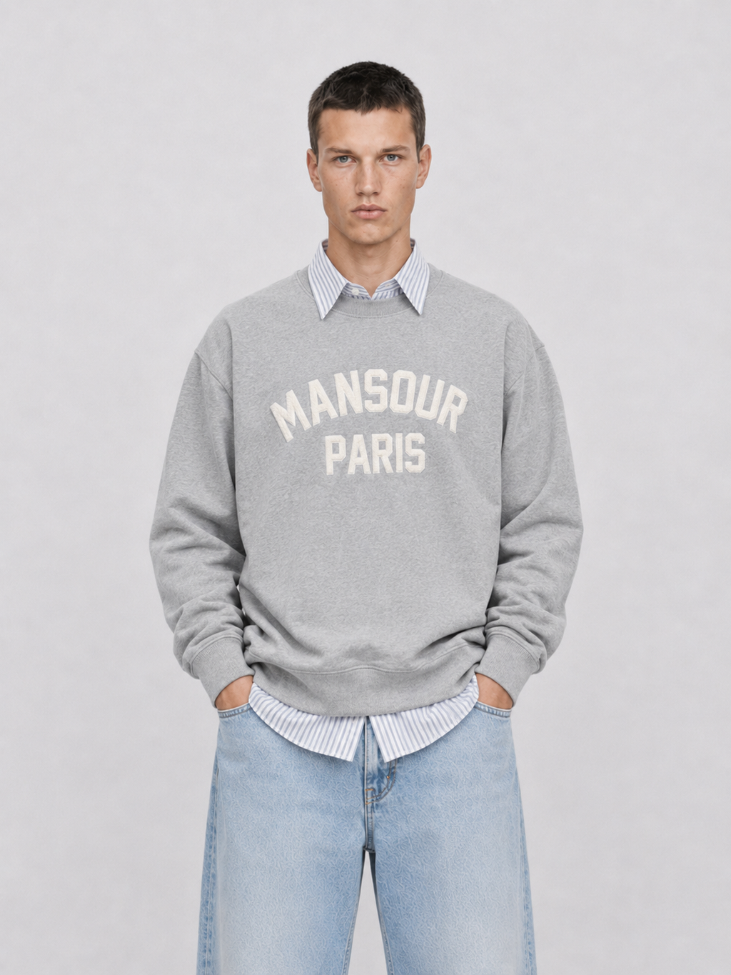 Paris College Sweater Heather Grey mid body