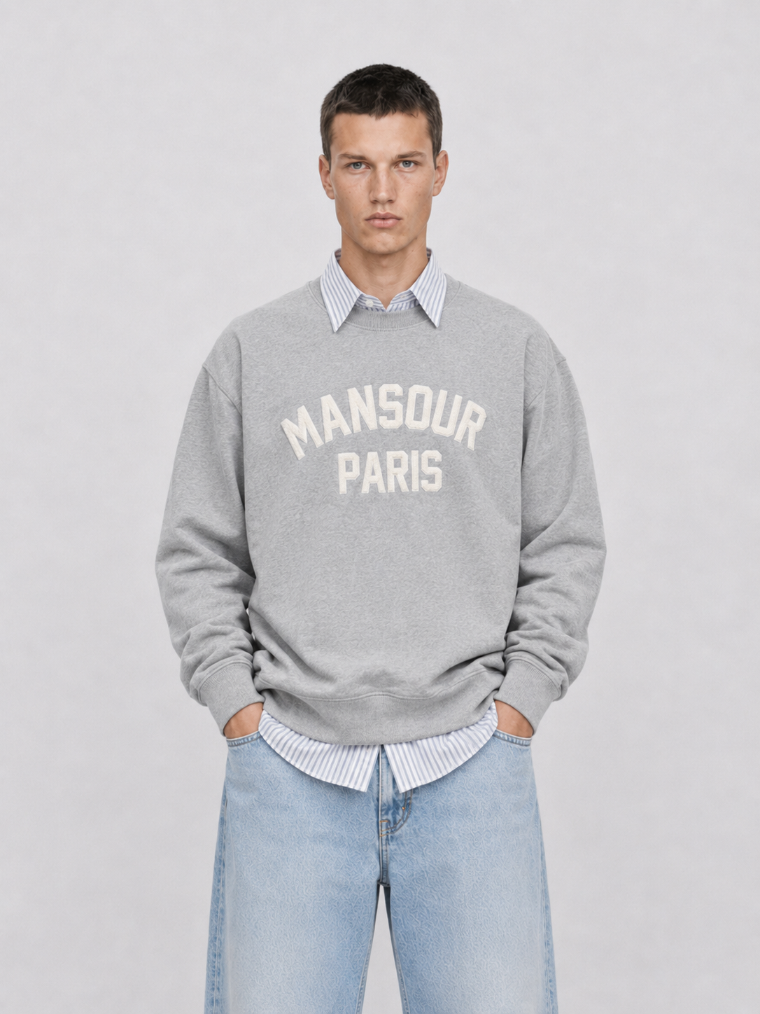 Paris College Sweater Heather Grey mid body