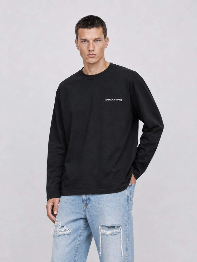 Script Embroidery Longsleeve Black mid body