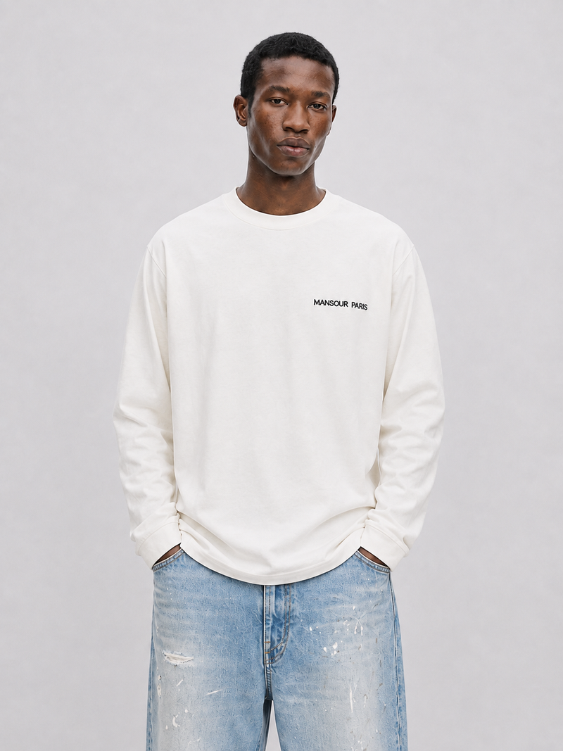 Script Embroidery Longsleeve Off-White mid body