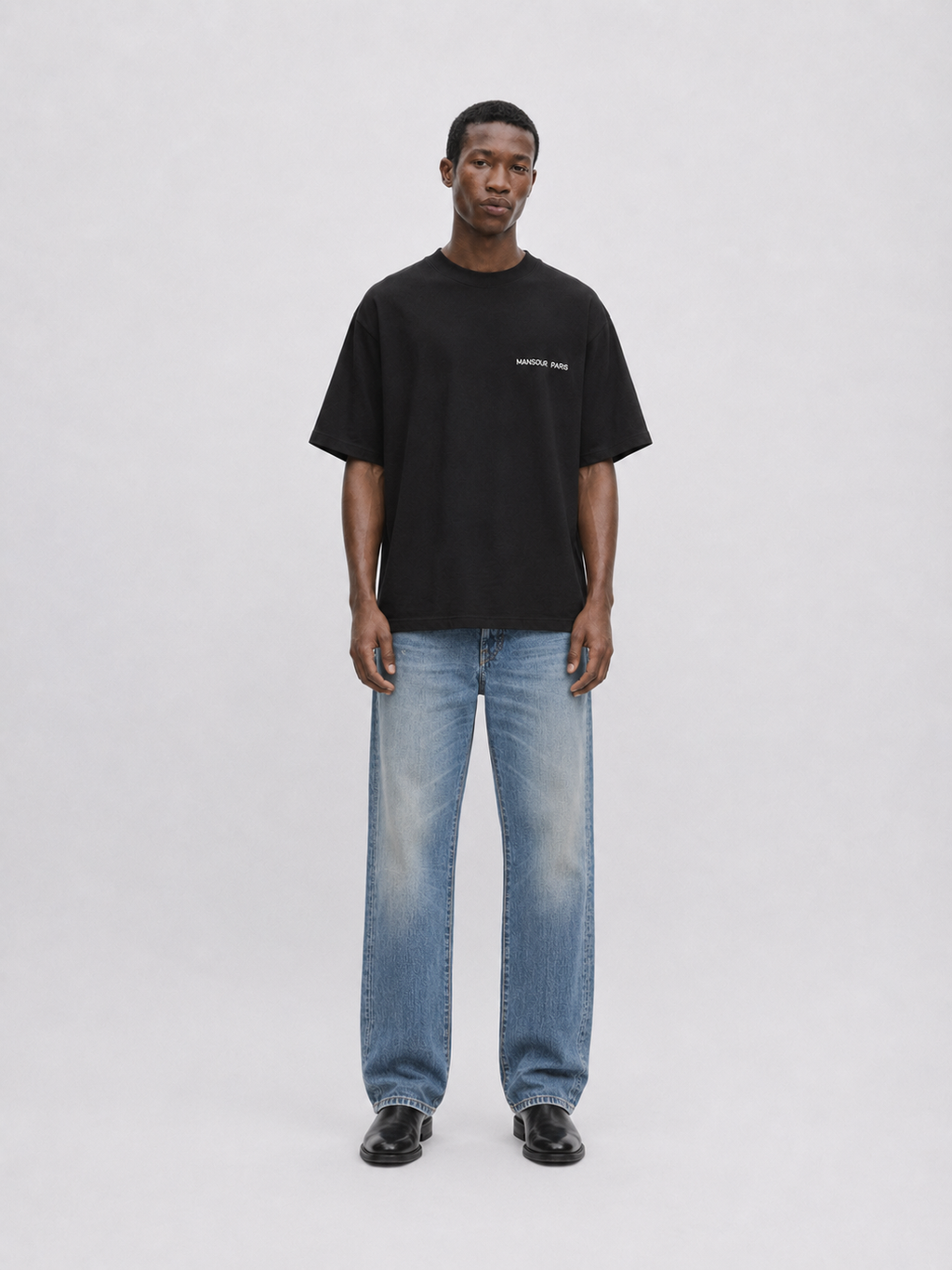 Script Embroidery T-shirt Black