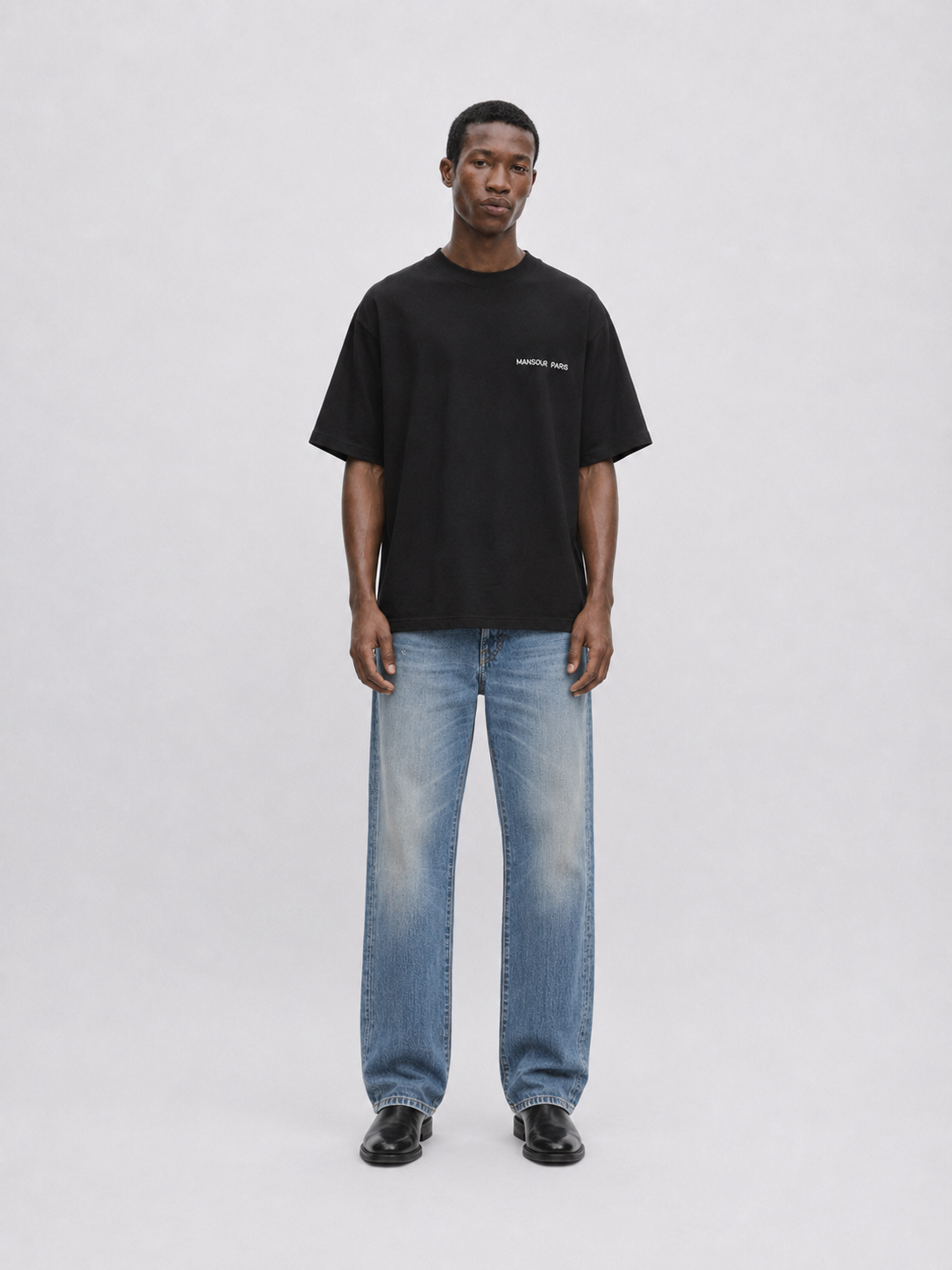 Script Embroidery T-shirt Black