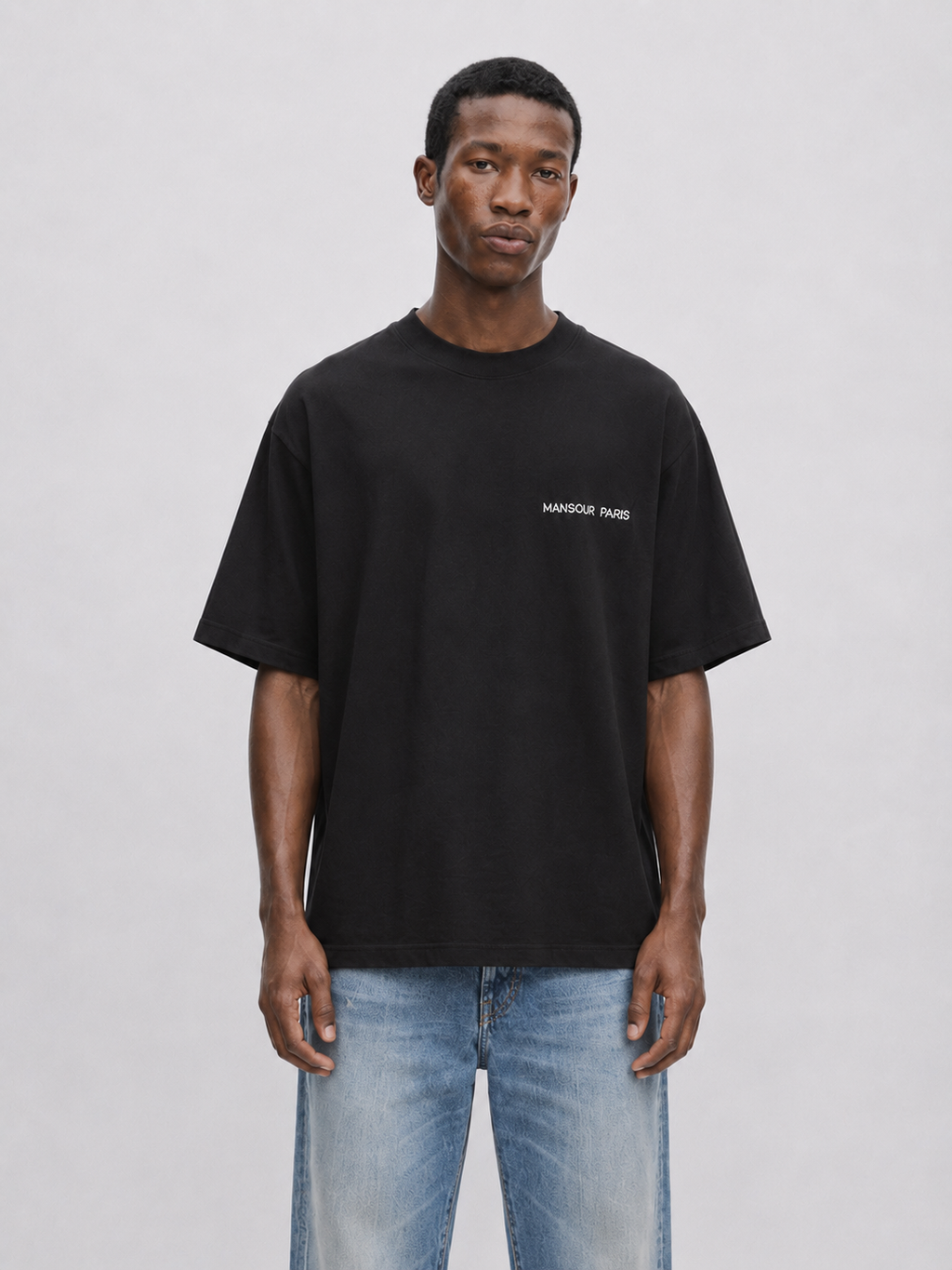 Script Embroidery T-shirt Black mid shot