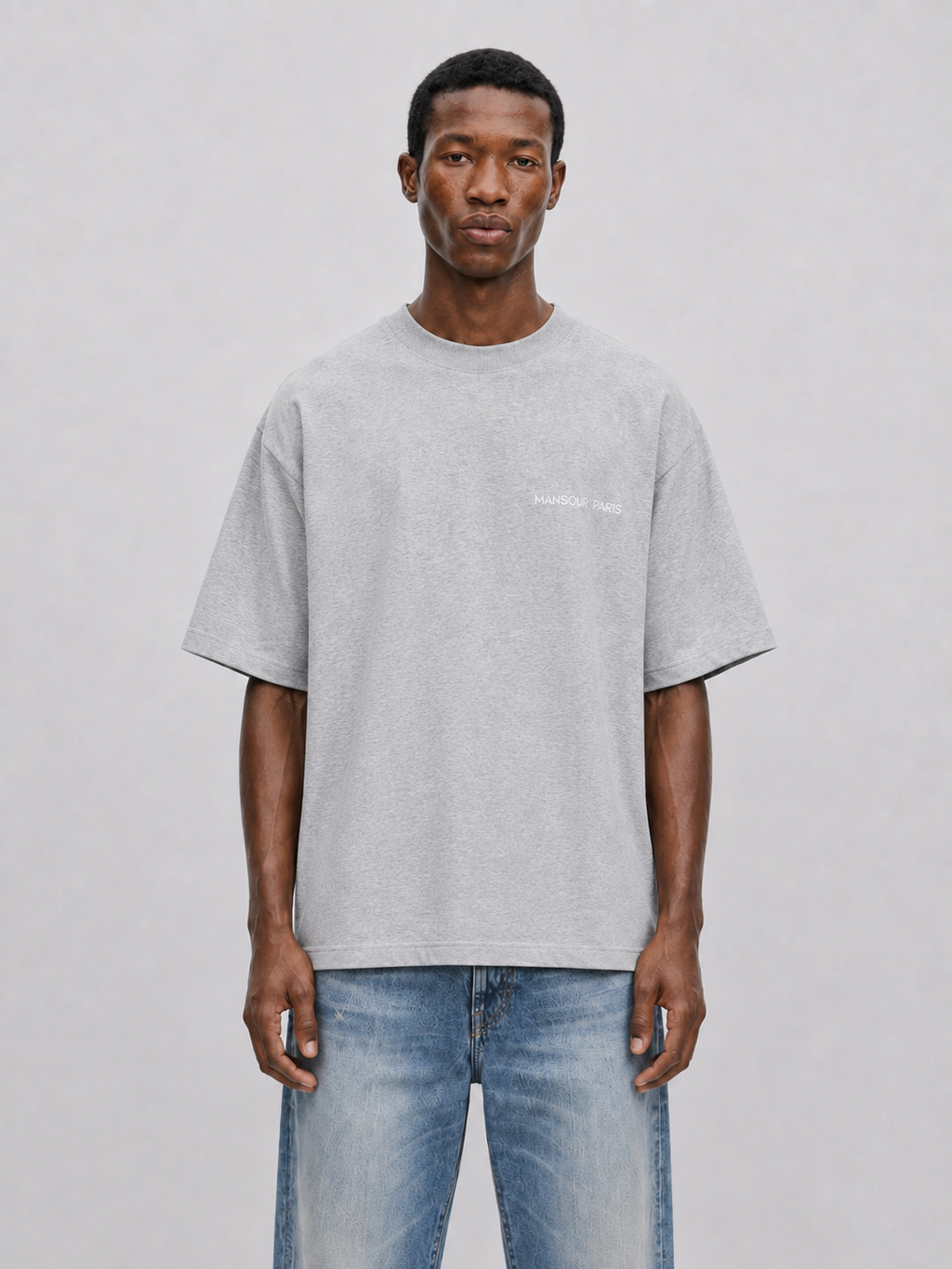 Script Embroidery T-shirt Heather Grey